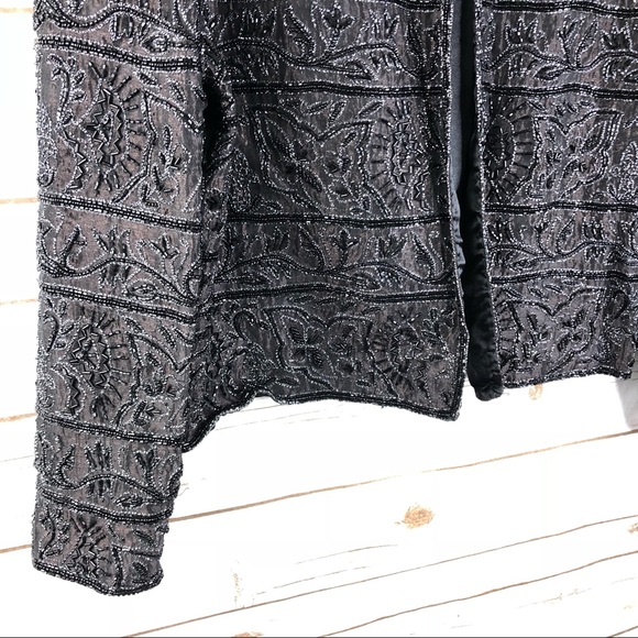 Adrianna Papell Evening black floral beaded blazer - Picture 4 of 8